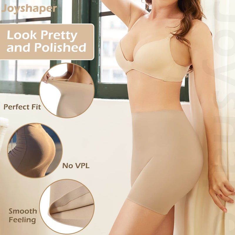 JOYSHAPER Slip Shorts for Under Dress Anti Chafing Underwear Under Dress Boyshorts Shapewear Shorts for Women #1 beige X-Large - Image 3